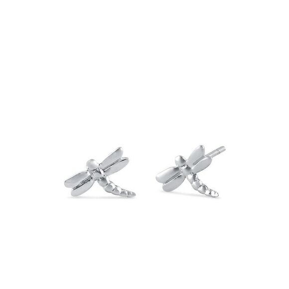 925 Sterling Silver Dragonfly Dainty Stud Earrings New - Picture 1 of 4